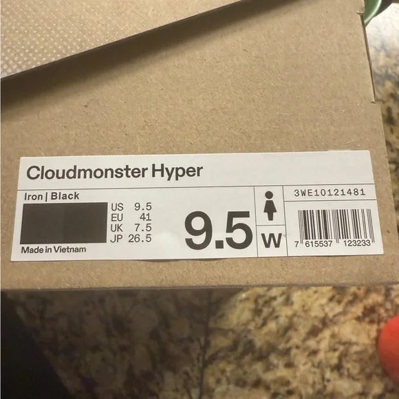 On Running Cloudmonster Hyper W 9.5 running shoe in Iron/Black-with green, pink - Picture 9 of 15